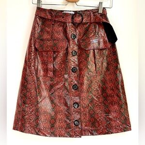 NWT Urban Outfitters animal print faux leather a-line skirt Mod style SM